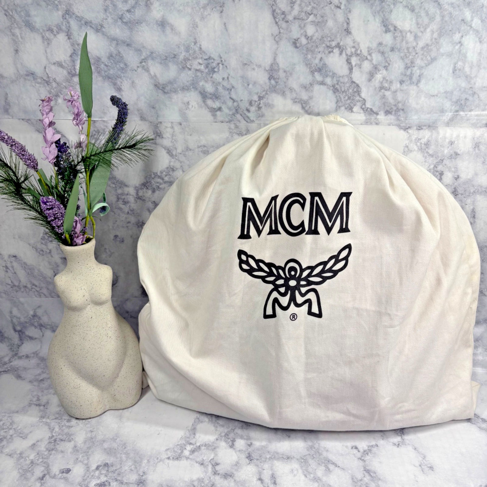 MCM Pink Monogram Gold Stud Leather Stark Backpack Laptop School Bag Comfort - Picture 2 of 16